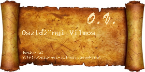 Oszlányi Vilmos névjegykártya